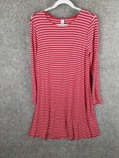 Old Navy Long Sleeve Knit Swing Dress Womens M Tall Red White Stripe Stretch