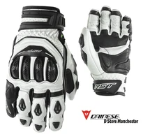 RST Tractech Evo 4 Short Black/White Race Track Sport Leather Motorcycle Glov...