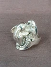 Vintage Floral Rabbit Themed Navajo Native American Sterling Silver Ring Size 7