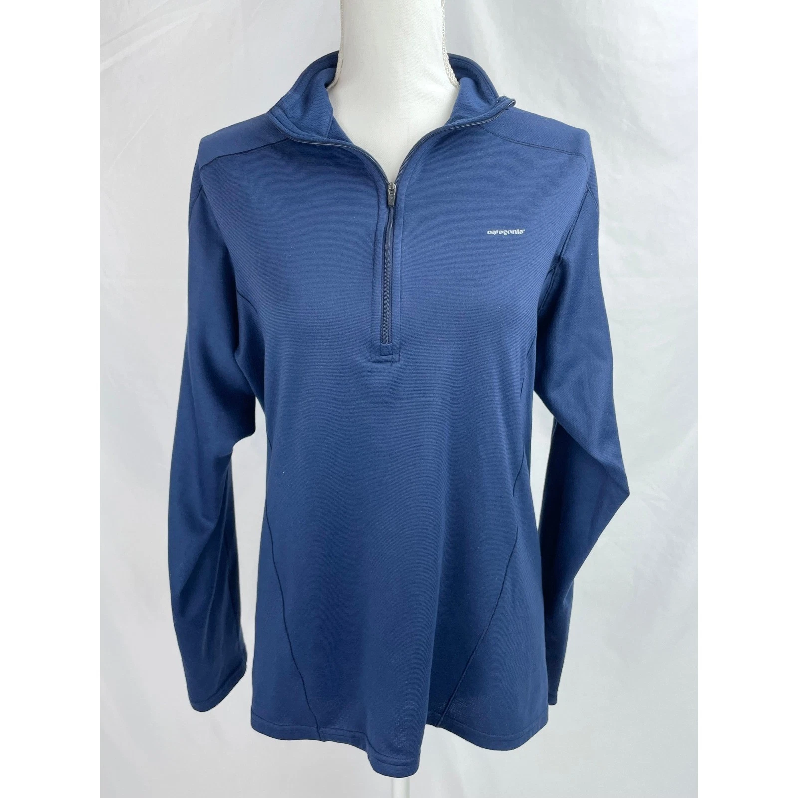 Patagonia Capilene Midweight Base Layer Top Women Medium Blue 1/4 Zip Polartec