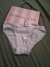 Large Grey With Lace PINK Victorias Secret Cheeky Cut Panties