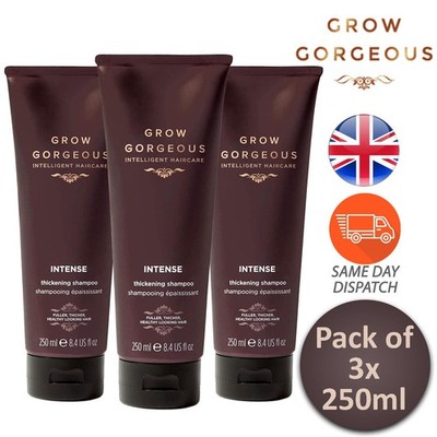 Grow Gorgeous Intense Thickening Hair Shampoo Fuller Looking Hair 250ml 3 Packungen