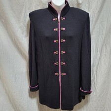 Vintage St. John Knit Evening Jacket Blazer Size 6 Full Zip Mandarin Collar