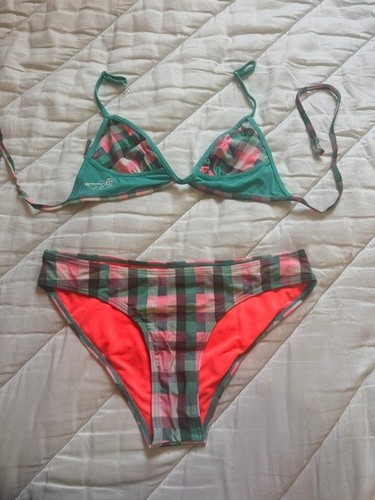 BRUNOTTI Gingham Multicolor Bikini Set Size Medium Triangle Bikini Top