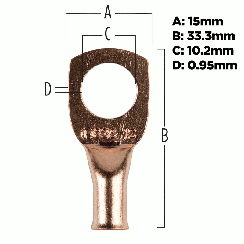 Metra CUR838 Install Bay Copper Uninsulated Ring Terminal 8 Gauge 3/8 inch - Image 4 of 4