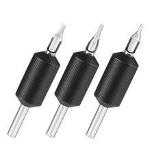 25PCS 1 Inch 9RT Tattoo Tubes with Soft Black Silicone, Disposable Tattoo Tub...