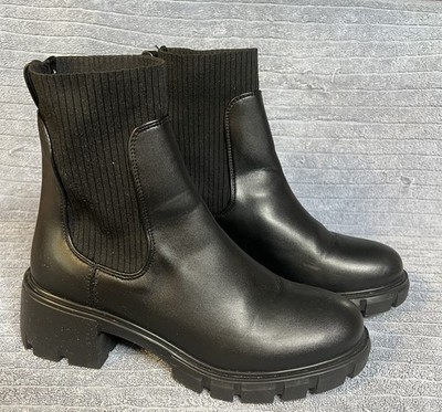 Steve Madden Women s Size 8 Black Hutch Chunky Boots -EUC