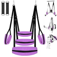 Durable Purple BDSM Sex Swing with Adjustable Padded Seat for Couples Kinky Fun