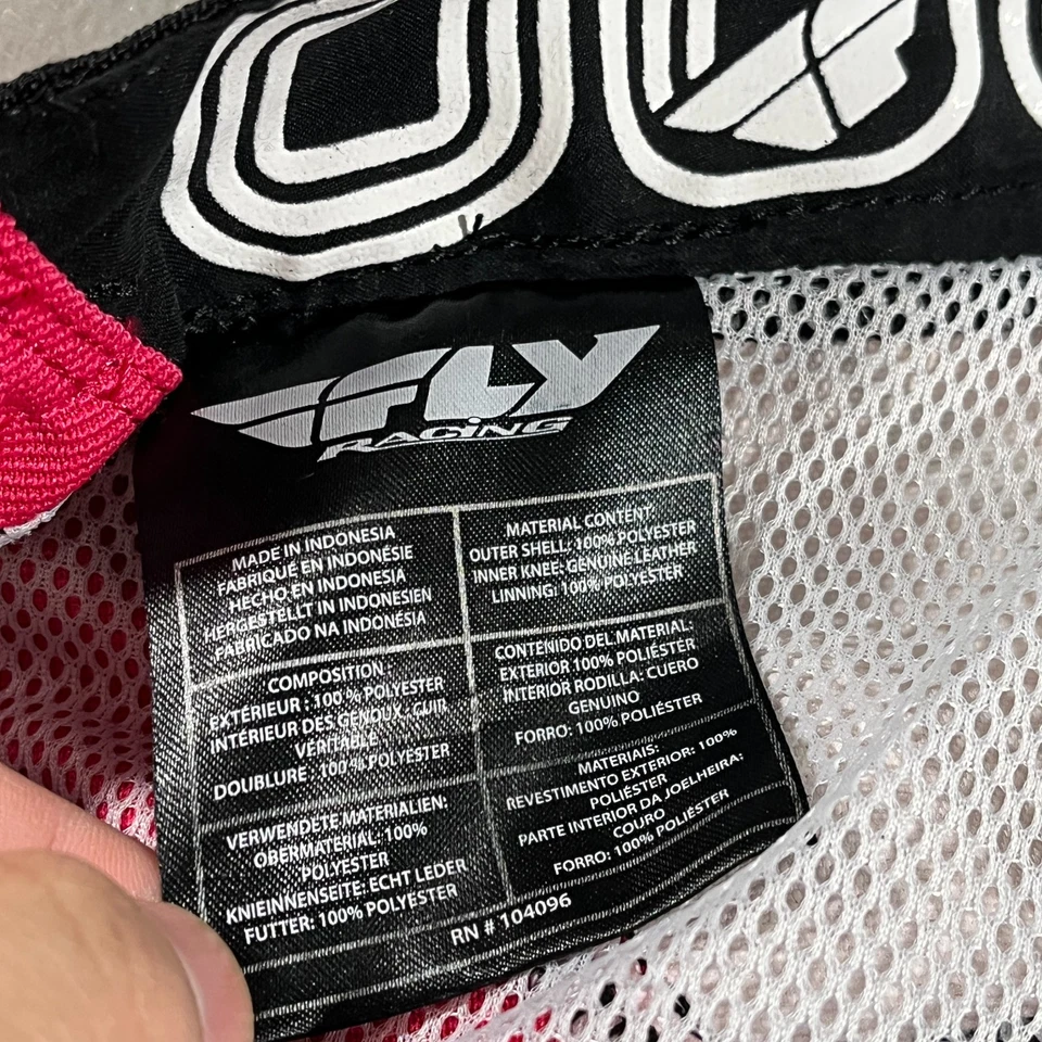 Pantalones de motocross rosa y negro FLY Racing inversión cinética para mujeres jóvenes 9-10 Foto 3 de 4