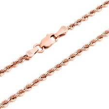 14K Rose Gold 1.8mm Diamond Cut Rope Chain Pendant Necklace Mens Women 16"- 30"