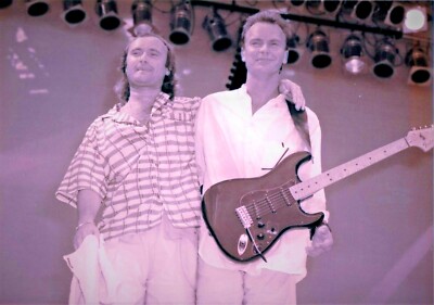 PHIL COLLINS STING PHOTO LIVE AID 85 TINTED UNRELEASED IMAGE EXCLUSIVE 12 INCHS 