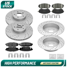 Front Rear Drilled Disc Rotors+Brake Pads for Subaru Forester 14-18 XV Crosstrek
