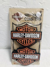 Harley-Davidson Motor Cycles Logo Bar Drink Glass Shield Wood Coasters-Set of 4