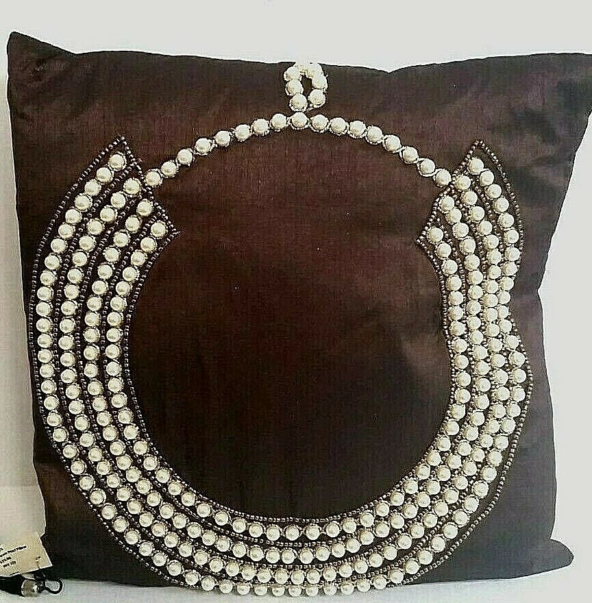 Brown Pearl Decorative Throw Toss Pillow 14 x 14