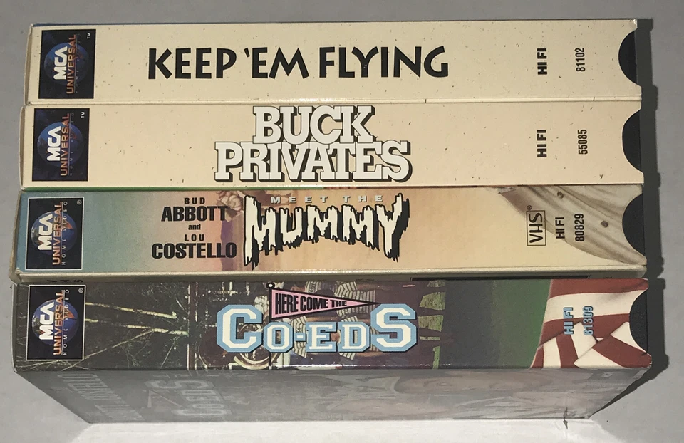 x4 Abbott & Costello Movie VHS Lot Keep Em Flying MUMMY Buck Privates CO-EDS Foto 2 de 4