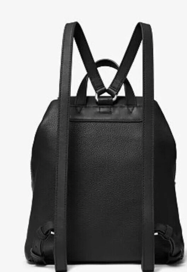 🌺🌹Michael Kors Raven Leather Backpack BLACK/SLIVER Original Packaging