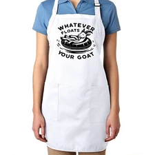 Fun Graphic Goat Gift Apron Whatever Floats Your Goat Farm Life Farmer Boat Pun
