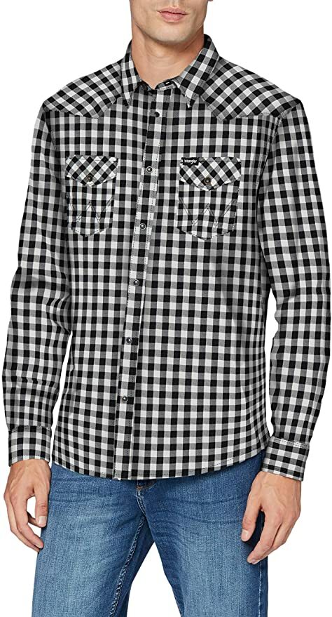 Wrangler Men's Ls Western Shirt Slim Fit Casual Shirt Size XL RRP 55.00