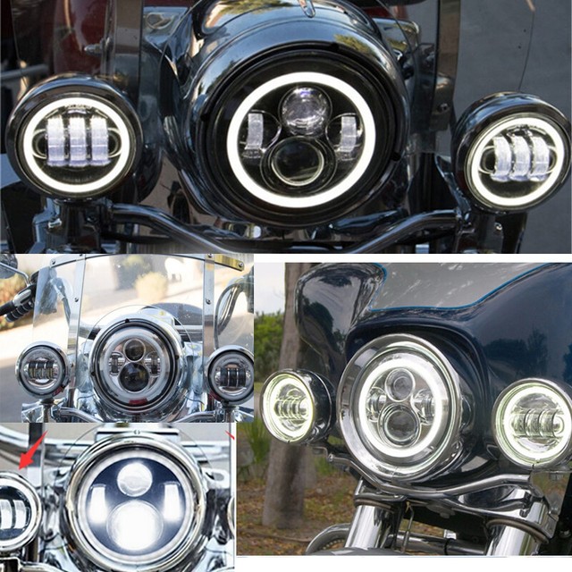 2x 4.5Inch LED Passing Lights Fog Spot Lamp For Harley Street Glide