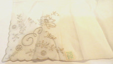 Monogram Handkerchief Hankie "E" Handmade Cream Colored Linen 13" Square Madeira