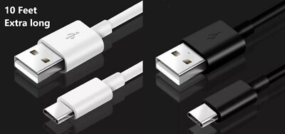10FT USB-A to Type C USB-C Fast Charge Cable Cord Quick Charger Charging Sync