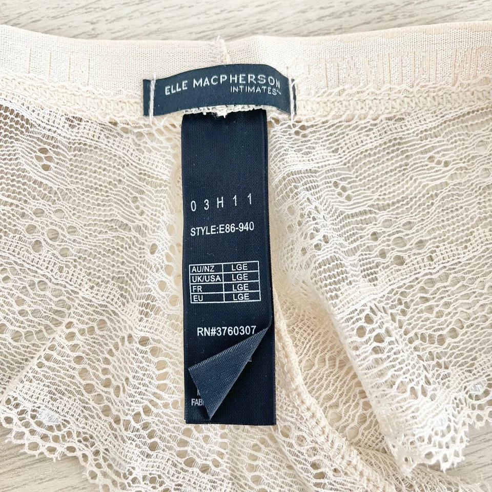 Elle Macpherson Intimates Bare & Bold Thong Size L American Nude Lace Back New - Image 4 of 4