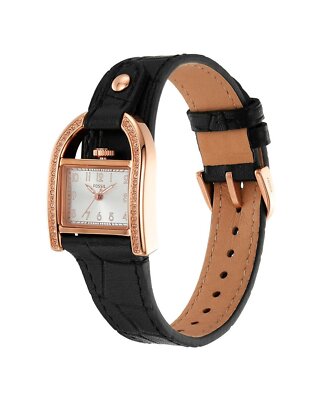 Fossil Ladies Watch Harwell Quartz Silver Dial Black Eco Leather