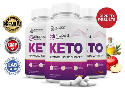 Ripped Result Keto ACV Pills 1275 MG Stronger Than Gummies Keto Support 3 Bottle