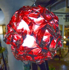 1960's  WILDEST SPAGHETTI & LASANGA ACRYLIC RED & SILVER  LARGE SWAG  LIGHT-RARE