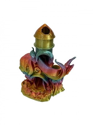 3D Printed Rainbow Sea Monster Dice Tower Figurine