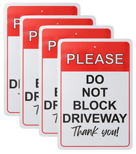 4 PACK Do Not Block The Driveway Sign, No Parking Sign, 10x7 Rust Free Aluminum