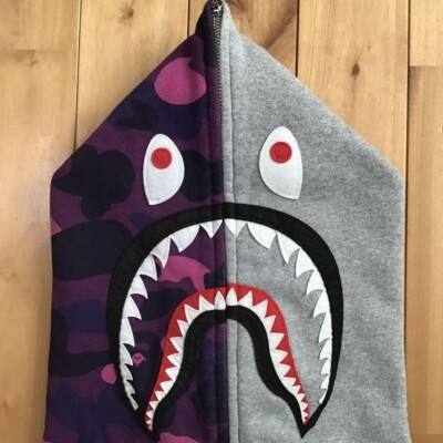 3XL BAPE Purple camo x gray shark full zip hoodie A Bathing Ape