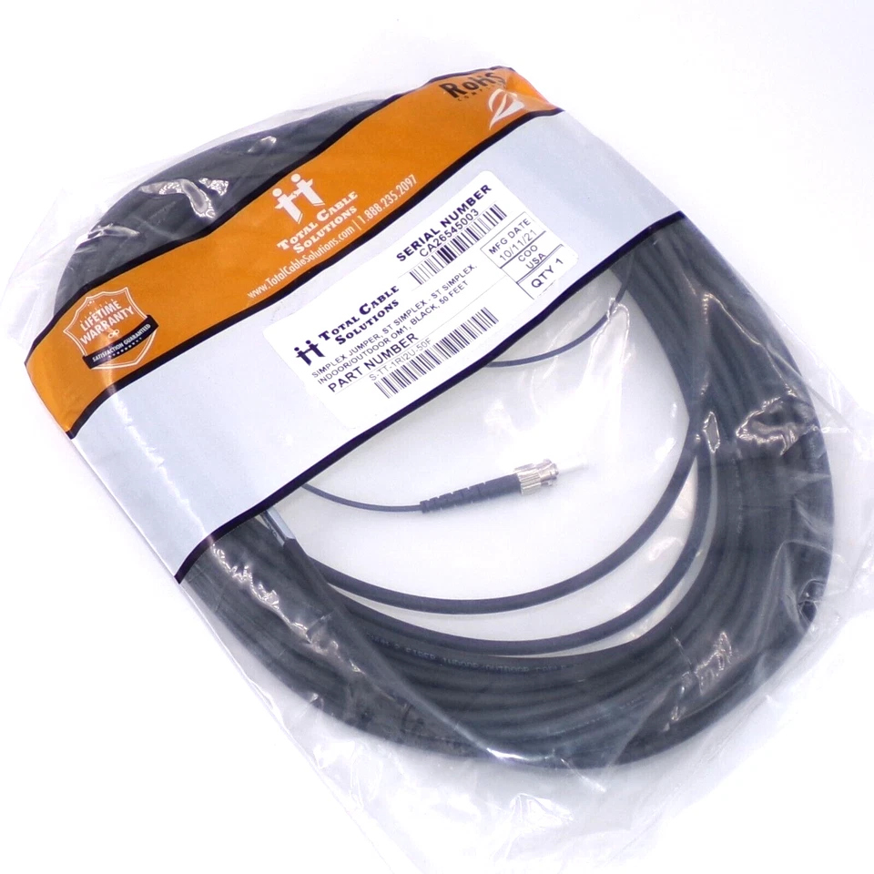 Total Cable Solutions 50ft ST Simplex - ST Simplex Jumper Cable S-TT-1RI2U-50F - Image 2 of 4