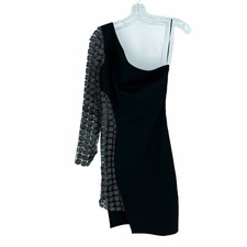 New Fashion Nova Women's Size Small So Divine Asymmetrical Black Dress Side Zip