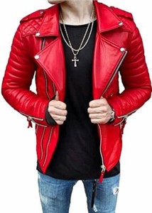 red lambskin leather jacket