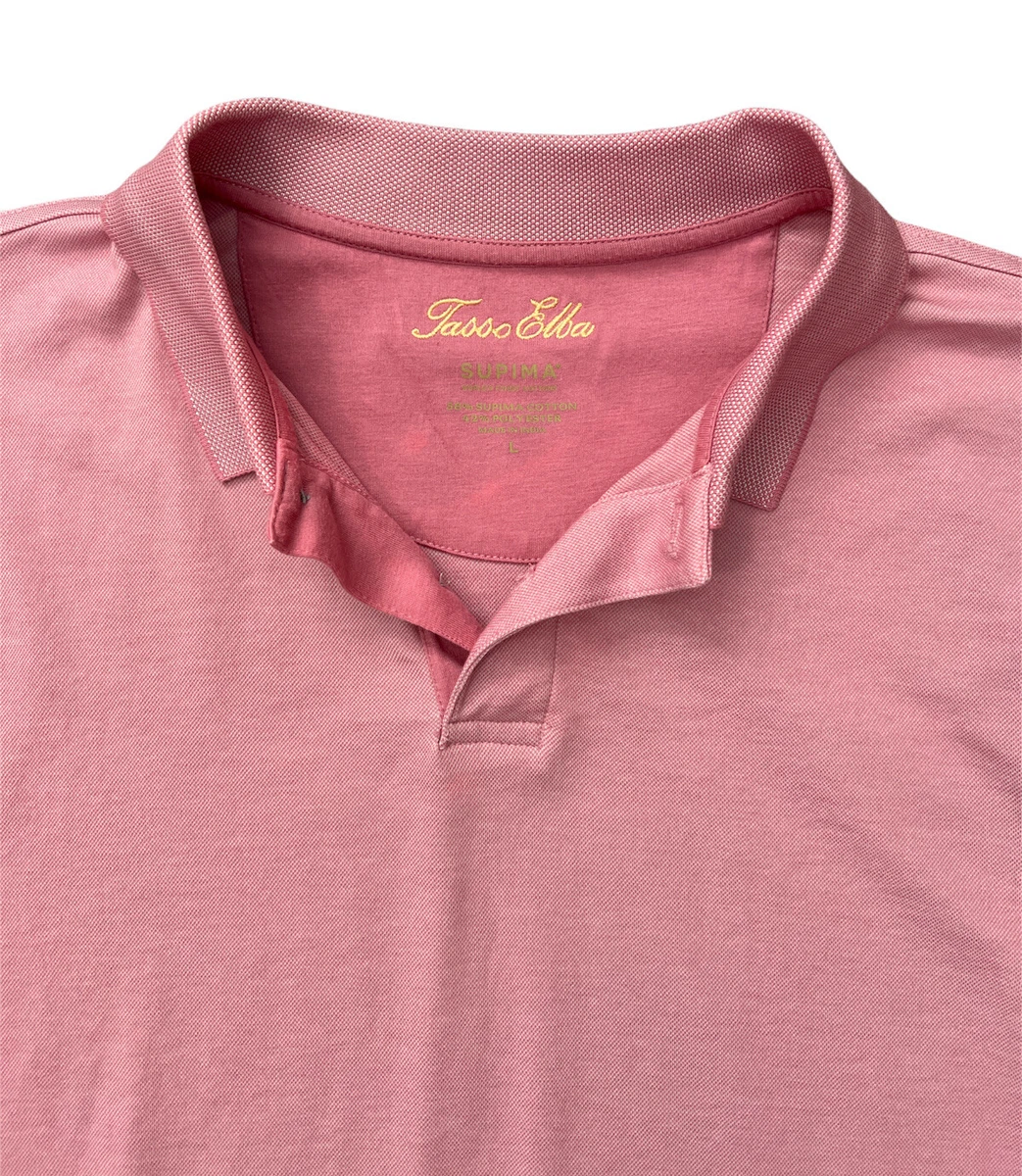 Tasso Elba Supima Cotton Mens Shirt Polo Shirt Pink Large