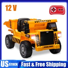 12V Kids Ride On Dump Truck RC Construction Battery Tractor w/ Electric Bucket