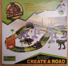 Dinosaur Toys,Create a Dinosaur World Road Race,Flexible Track Playset and 1 box