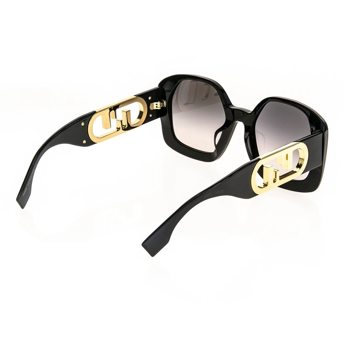 Black FF-print D-frame acetate sunglases, Fendi