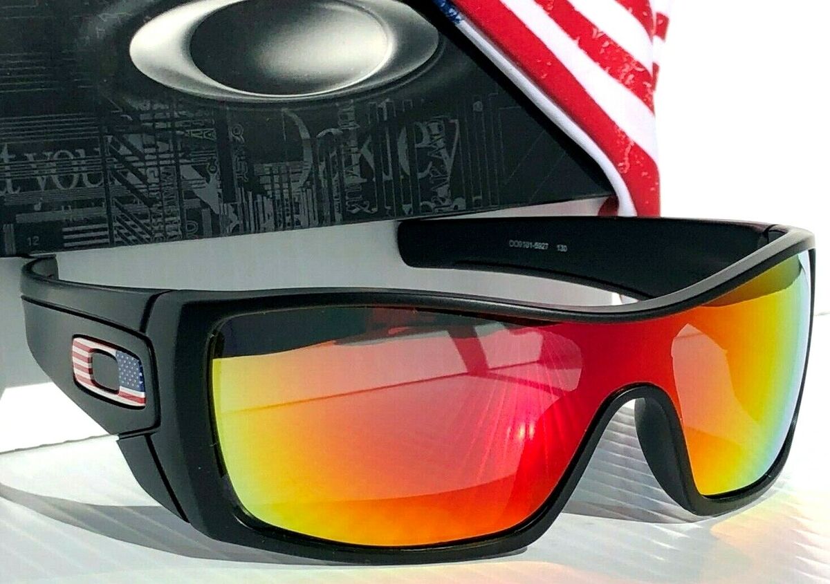 NEW Oakley BATWOLF Black Matte USA Flag POLARIZED Galaxy Ruby