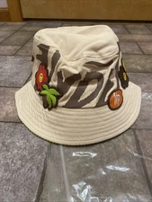 Hyde Park Mens Cream Bucket Hat W/patches Sz Medium NWT!!