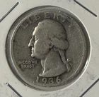1936-D Washington Quarter 90% Silver - Semi Key