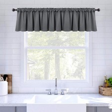 Insulated Window Curtain, Solid Valance Tier,Bedroom Blackout Panel,42x18,Grey