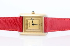 Vintage Must de Cartier Tank Gold Dial Watch. Vermeil ARGENT Small Tank 6