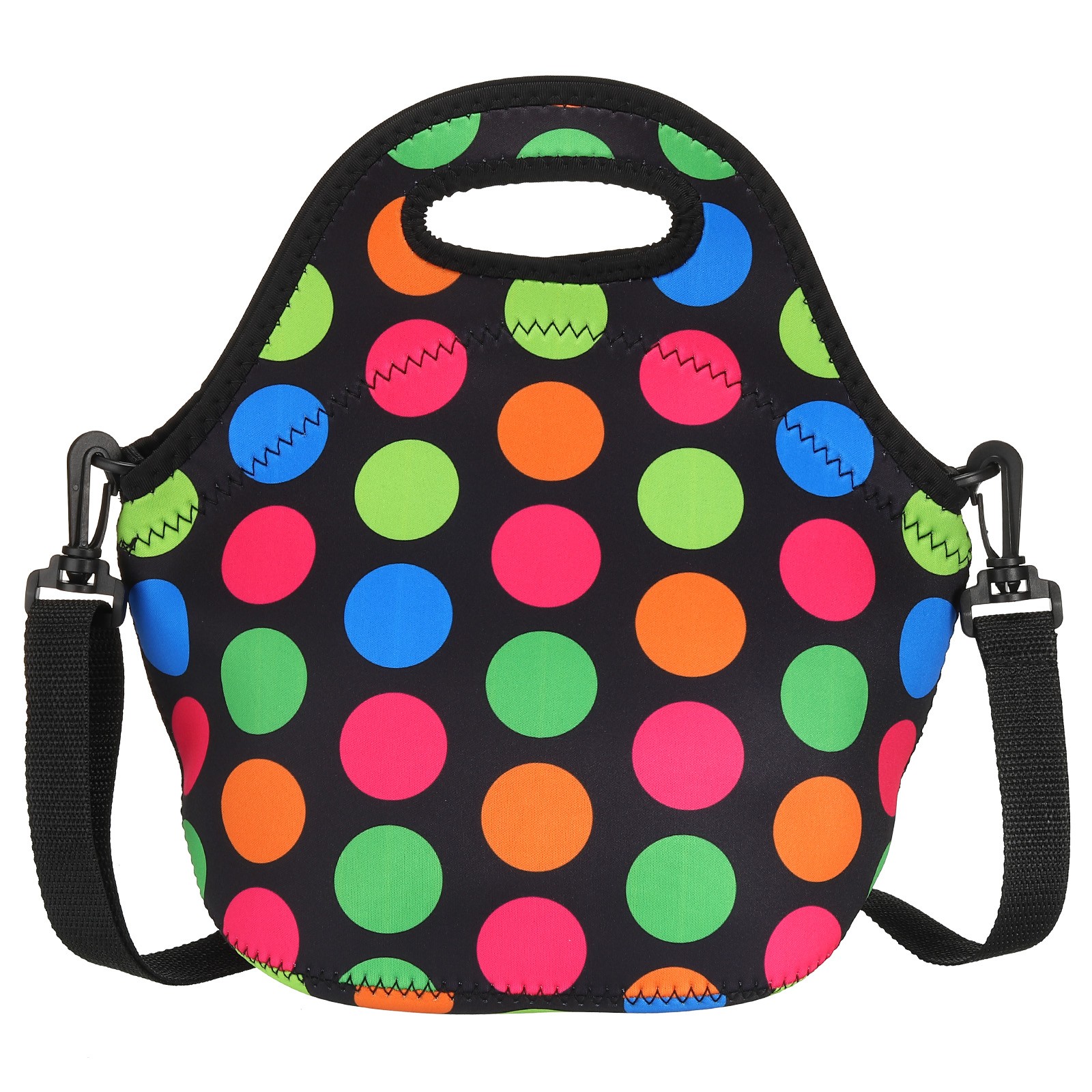 Neoprene Lunch Tote Bag with Shoulder Strap, Large Multicolo