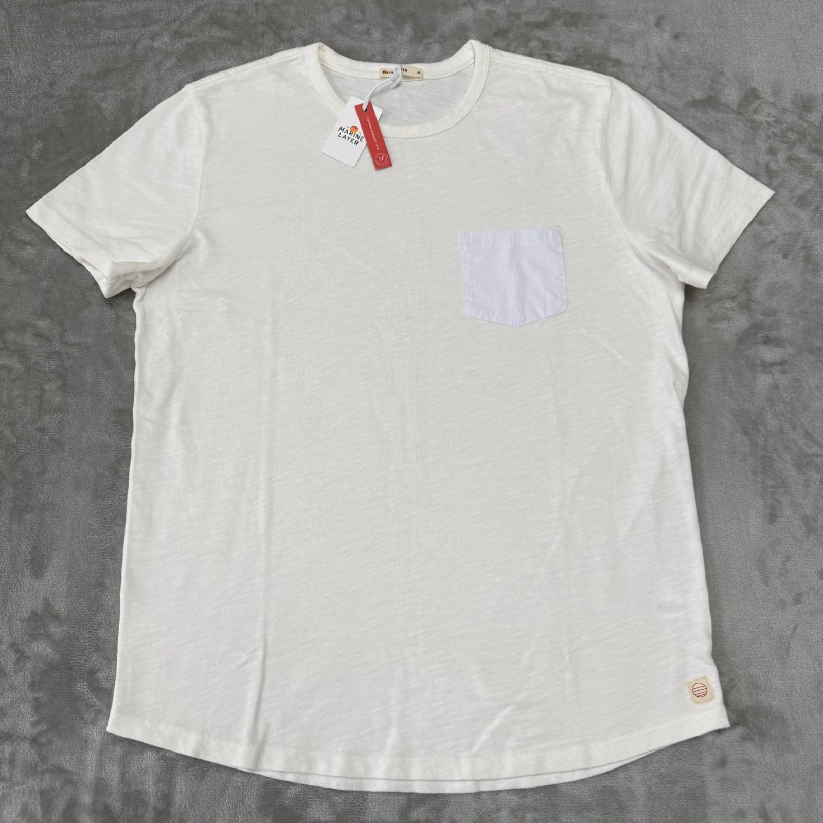 Marine Layer Heavy Slub Pocket Tee T-Shirt Mens Medium Antique Cream New NWT
