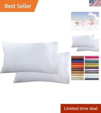 Ultra-Soft 1500 Thread Count White Pillowcases - King Size, Wrinkle Resistant