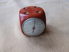 VINTAGE FRENCH ART DECO AMBER COLOURED BAKELITE DICE THERMOMETER C1930s ROLUX ?