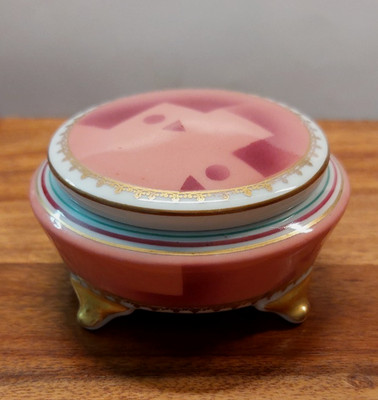 Art Deco Dose Zuckerdose Edelstein Bavaria Dekor Rosalinde Spritzdekor um 1930
