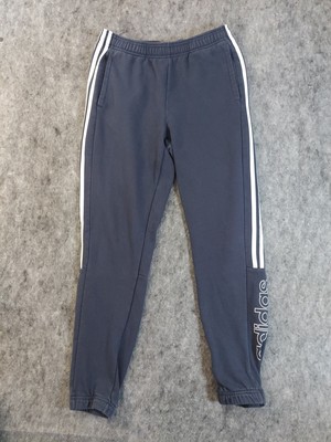 Adidas Sweat Pants Mens Medium Blue Spellout Fleece Track Athletic NO DRAWSTRING